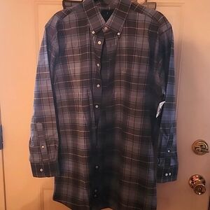 Stafford Blue and Gray Casual Button Down Shirt